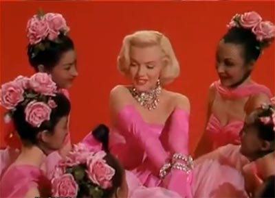 Marilyn Monroe singing 'Diamonds ae a Girl's Best Friend' in the movie 'Gentemen Prefer Blonds'